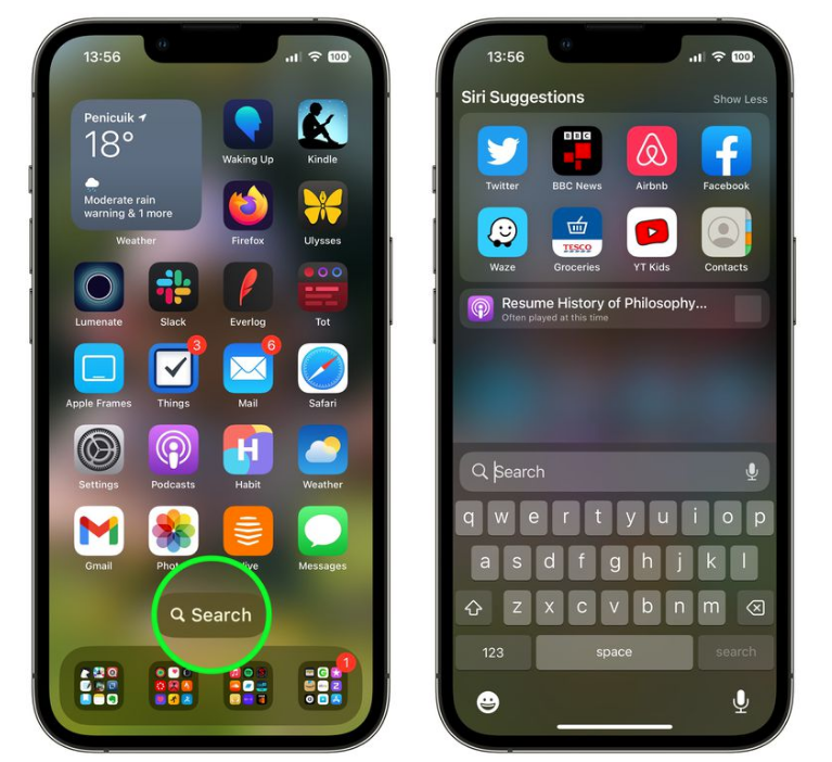 英州镇苹果手机维修分享升级到 iOS 16 后，如何删除主屏幕上的搜索按钮 