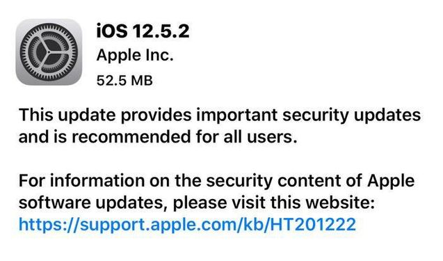 英州镇苹果手机维修分享iOS12.5.2发布，建议所有老苹果用户安装 